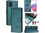 Custodia In Pelle Per Samsung Galaxy M62, Dolce Gatto Custodia Flip Con Funzione Stand E Portafoglio Verde