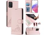 Custodia In Pelle Per Samsung Galaxy M62, Dolce Gatto Custodia Flip Con Funzione Stand E Portafoglio Rosa