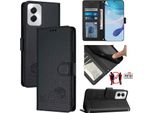 Custodia In Pelle Per Motorola Moto G Power (2024), Dolce Gatto Custodia Flip Con Funzione Stand E Portafoglio Nero