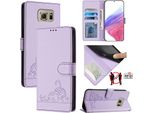 Custodia In Pelle Per Samsung Galaxy S6, Dolce Gatto Custodia Flip Con Funzione Stand E Portafoglio Viola