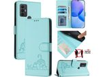 Custodia In Pelle Per Tcl 305 /Tcl 306 /Tcl 30 Se, Dolce Gatto Flip Case Con Funzione Stand E Portafoglio Verde Chiaro