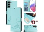 Custodia In Pelle Per Samsung Galaxy S22+ 5G, Dolce Gatto Custodia Flip Con Funzione Stand E Portafoglio Verde Chiaro