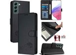 Custodia In Pelle Per Samsung Galaxy S22+ 5G, Dolce Gatto Custodia Flip Con Funzione Stand E Portafoglio Nero
