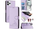 Custodia In Pelle Per Iphone 11 Pro, Dolce Gatto Custodia Flip Con Funzione Stand E Portafoglio Viola