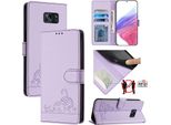 Custodia In Pelle Per Samsung Galaxy S7 Edge, Dolce Gatto Custodia Flip Con Funzione Stand E Portafoglio Viola