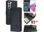 Custodia In Pelle Per Samsung Galaxy S23, Dolce Gatto Custodia Flip Con Funzione Stand E Portafoglio Nero