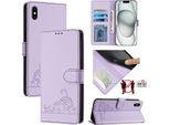 Custodia In Pelle Per Iphone Xs Max, Dolce Gatto Custodia Flip Con Funzione Stand E Portafoglio Viola