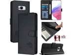 Custodia In Pelle Per Samsung Galaxy S8 Plus, Dolce Gatto Custodia Flip Con Funzione Stand E Portafoglio Nero