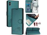 Custodia In Pelle Per Iphone Xs Max, Dolce Gatto Custodia Flip Con Funzione Stand E Portafoglio Verde