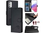 Custodia In Pelle Per Samsung Galaxy M52 5G, Dolce Gatto Custodia Flip Con Funzione Stand E Portafoglio Nero