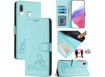 Custodia In Pelle Per Samsung Galaxy A40, Dolce Gatto Custodia Flip Con Funzione Stand E Portafoglio Verde Chiaro