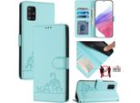 Custodia In Pelle Per Samsung Galaxy A71 5G, Dolce Gatto Custodia Flip Con Funzione Stand E Portafoglio Verde Chiaro