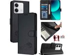 Custodia In Pelle Per Xiaomi Redmi Note 13 5G, Dolce Gatto Flip Case Con Funzione Stand E Portafoglio Nero