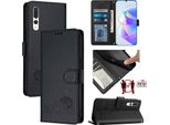 Custodia In Pelle Per Huawei P20 Pro, Dolce Gatto Custodia Flip Con Funzione Stand E Portafoglio Nero