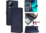 Custodia In Pelle Per Xiaomi Civi 3, Dolce Gatto Custodia Flip Con Funzione Stand E Portafoglio Blu