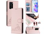 Custodia In Pelle Per Huawei P40 Pro, Dolce Gatto Custodia Flip Con Funzione Stand E Portafoglio Rosa
