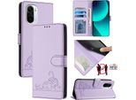 Custodia In Pelle Per Xiaomi Poco F3/Redmi K40 /K40 Pro/Mi 11I, Dolce Gatto Flip Case Con Funzione Stand E Portafoglio Viola