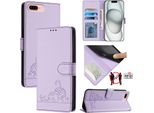 Custodia In Pelle Per Iphone 8 Plus/7 Plus/6S Plus/6 Plus, Dolce Gatto Custodia Flip Con Funzione Stand E Portafoglio Viola