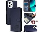 Custodia In Pelle Per Xiaomi Poco X4 Gt, Dolce Gatto Custodia Flip Con Funzione Stand E Portafoglio Blu