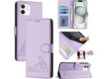 Custodia In Pelle Per Iphone 11, Dolce Gatto Custodia Flip Con Funzione Stand E Portafoglio Viola