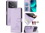 Custodia In Pelle Per Xiaomi Poco X6 Neo, Dolce Gatto Custodia Flip Con Funzione Stand E Portafoglio Viola