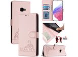 Custodia In Pelle Per Samsung Galaxy Xcover 4/Xcover 4S, Dolce Gatto Custodia Flip Con Funzione Di Supporto E Portafoglio Rosa