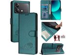 Custodia In Pelle Per Xiaomi Poco X6 Neo, Dolce Gatto Custodia Flip Con Funzione Stand E Portafoglio Verde