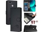 Custodia In Pelle Per Xiaomi Redmi 6 /Redmi 6A, Dolce Gatto Custodia Flip Con Funzione Stand E Portafoglio Nero