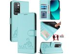 Custodia In Pelle Per Xiaomi Redmi 10, Dolce Gatto Custodia Flip Con Funzione Stand E Portafoglio Verde Chiaro
