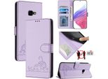 Custodia In Pelle Per Samsung Galaxy Xcover 4/Xcover 4S, Dolce Gatto Custodia Flip Con Funzione Stand E Portafoglio Viola