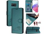 Custodia In Pelle Per Samsung Galaxy S8, Dolce Gatto Custodia Flip Con Funzione Stand E Portafoglio Verde