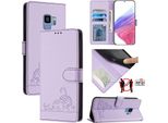 Custodia In Pelle Per Samsung Galaxy S9, Dolce Gatto Custodia Flip Con Funzione Stand E Portafoglio Viola