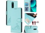 Custodia In Pelle Per Xiaomi Redmi 8, Dolce Gatto Custodia Flip Con Funzione Stand E Portafoglio Verde Chiaro