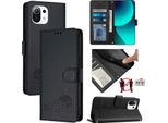 Custodia In Pelle Per Xiaomi 11 Lite 5G Ne/Mi 11 Lite/Mi 11 Lite 5G, Dolce Gatto Flip Case Con Funzione Stand E Portafoglio Nero