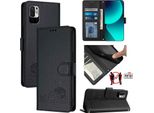 Custodia In Pelle Per Xiaomi Redmi Note 10 5G/Poco M3 Pro 5G, Dolce Gatto Flip Case Con Funzione Stand E Portafoglio Nero