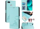 Custodia In Pelle Per Xiaomi Redmi 6 /Redmi 6A, Dolce Gatto Flip Caso Con Funzione Di Stand E Portafoglio Verde Chiaro