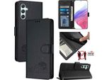 Custodia In Pelle Per Samsung Galaxy A34 5G, Dolce Gatto Custodia Flip Con Funzione Stand E Portafoglio Nero