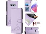 Custodia In Pelle Per Samsung Galaxy S10E, Dolce Gatto Custodia Flip Con Funzione Stand E Portafoglio Viola