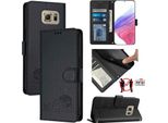 Custodia In Pelle Per Samsung Galaxy S6, Dolce Gatto Custodia Flip Con Funzione Stand E Portafoglio Nero