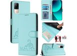 Custodia In Pelle Per Xiaomi Civi / Civi 1S, Dolce Gatto Flip Case Con Funzione Stand E Portafoglio Verde Chiaro