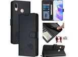 Custodia In Pelle Per Huawei P20 Lite, Dolce Gatto Custodia Flip Con Funzione Stand E Portafoglio Nero