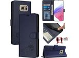 Custodia In Pelle Per Samsung Galaxy S6, Dolce Gatto Custodia Flip Con Funzione Stand E Portafoglio Blu