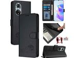 Custodia In Pelle Per Huawei Nova 9/Honor 50, Dolce Gatto Custodia Flip Con Funzione Stand E Portafoglio Nero