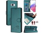 Custodia In Pelle Per Samsung Galaxy S8 Plus, Dolce Gatto Custodia Flip Con Funzione Stand E Portafoglio Verde