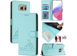 Custodia In Pelle Per Samsung Galaxy S6, Dolce Gatto Custodia Flip Con Funzione Stand E Portafoglio Verde Chiaro