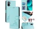 Custodia In Pelle Per Xiaomi Redmi Note 10S / Note 10 4G/Poco M5S, Dolce Gatto Flip Case Con Funzione Stand E Portafoglio Verde Chiaro