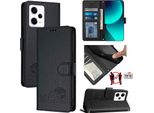 Custodia In Pelle Per Xiaomi Poco X5 Pro/Redmi Note 12 Pro 5G, Dolce Gatto Flip Case Con Funzione Stand E Portafoglio Nero
