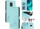Custodia In Pelle Per Xiaomi Poco M2 Pro/Redmi Note 9S/9 Pro/9 Pro Max, Dolce Gatto Flip Case Con Funzione Stand E Portafoglio Verde Chiaro