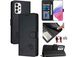 Custodia In Pelle Per Samsung Galaxy A33, Dolce Gatto Custodia Flip Con Funzione Stand E Portafoglio Nero