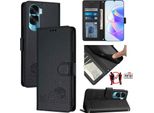 Custodia In Pelle Per Honor 90 Lite, Dolce Gatto Custodia Flip Con Funzione Stand E Portafoglio Nero